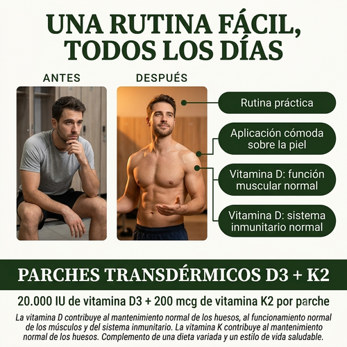 Vitamina D3 y K2 Parches transdérmicos